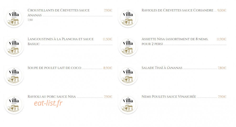 La Villa — carte page 1