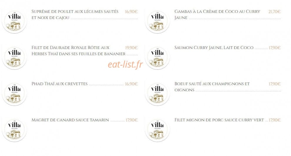 La Villa — carte page 2