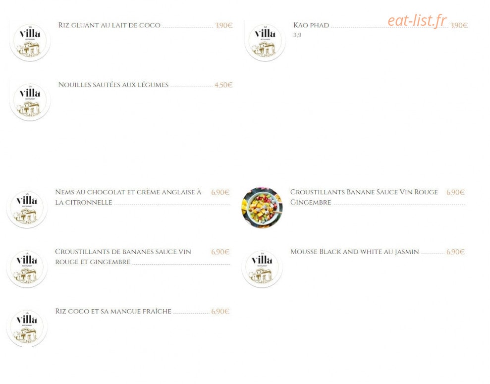 La Villa — carte page 3