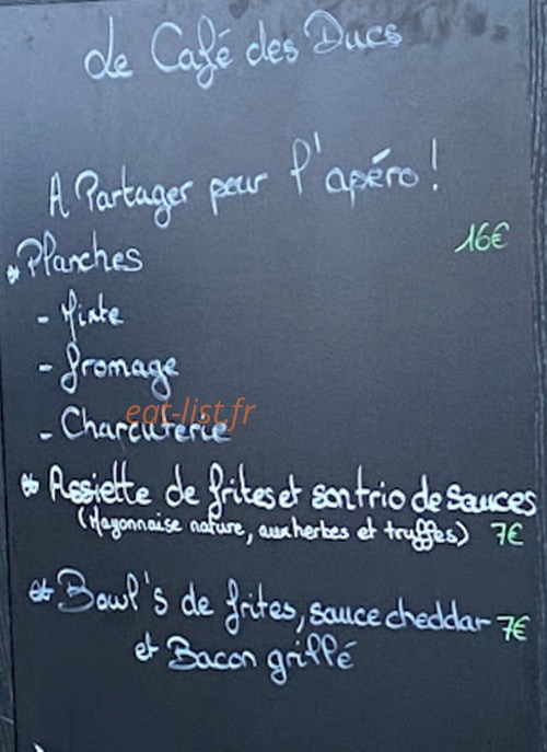 Le Café des Ducs — carte page 1