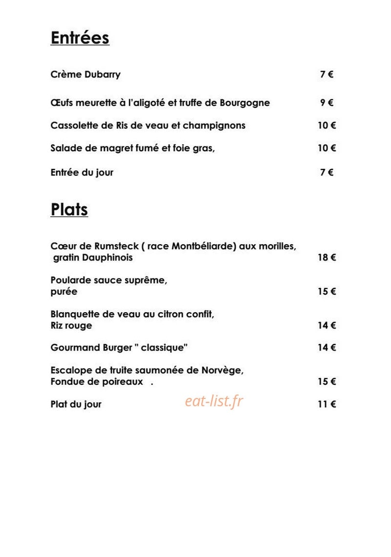 Le Café Gourmand — carte page 1