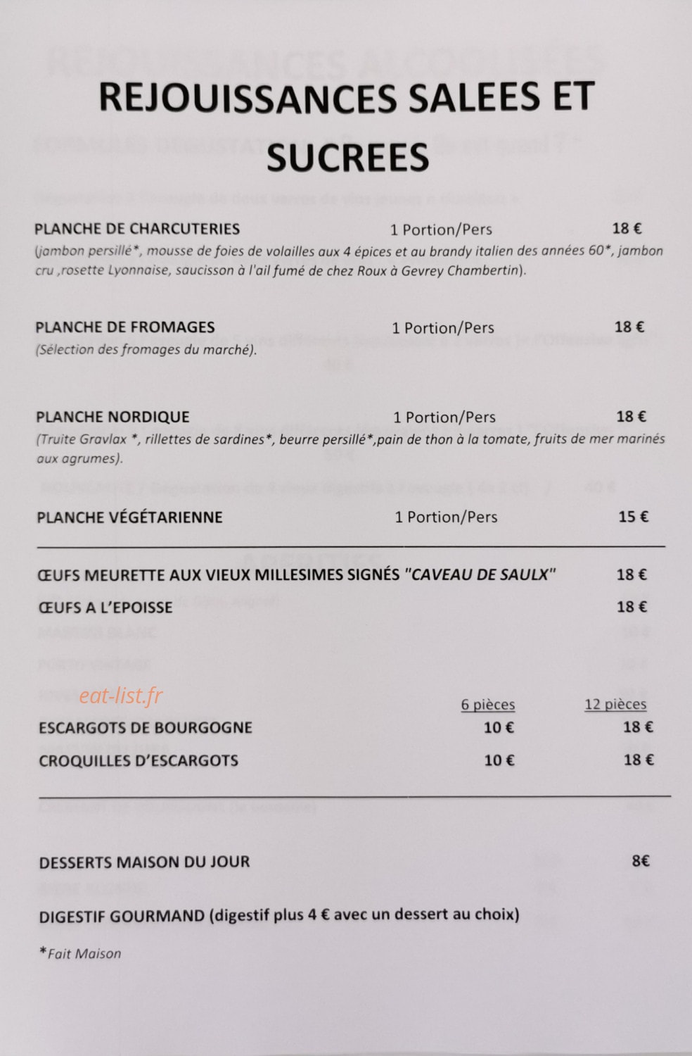 Le Caveau de Saulx — carte page 2