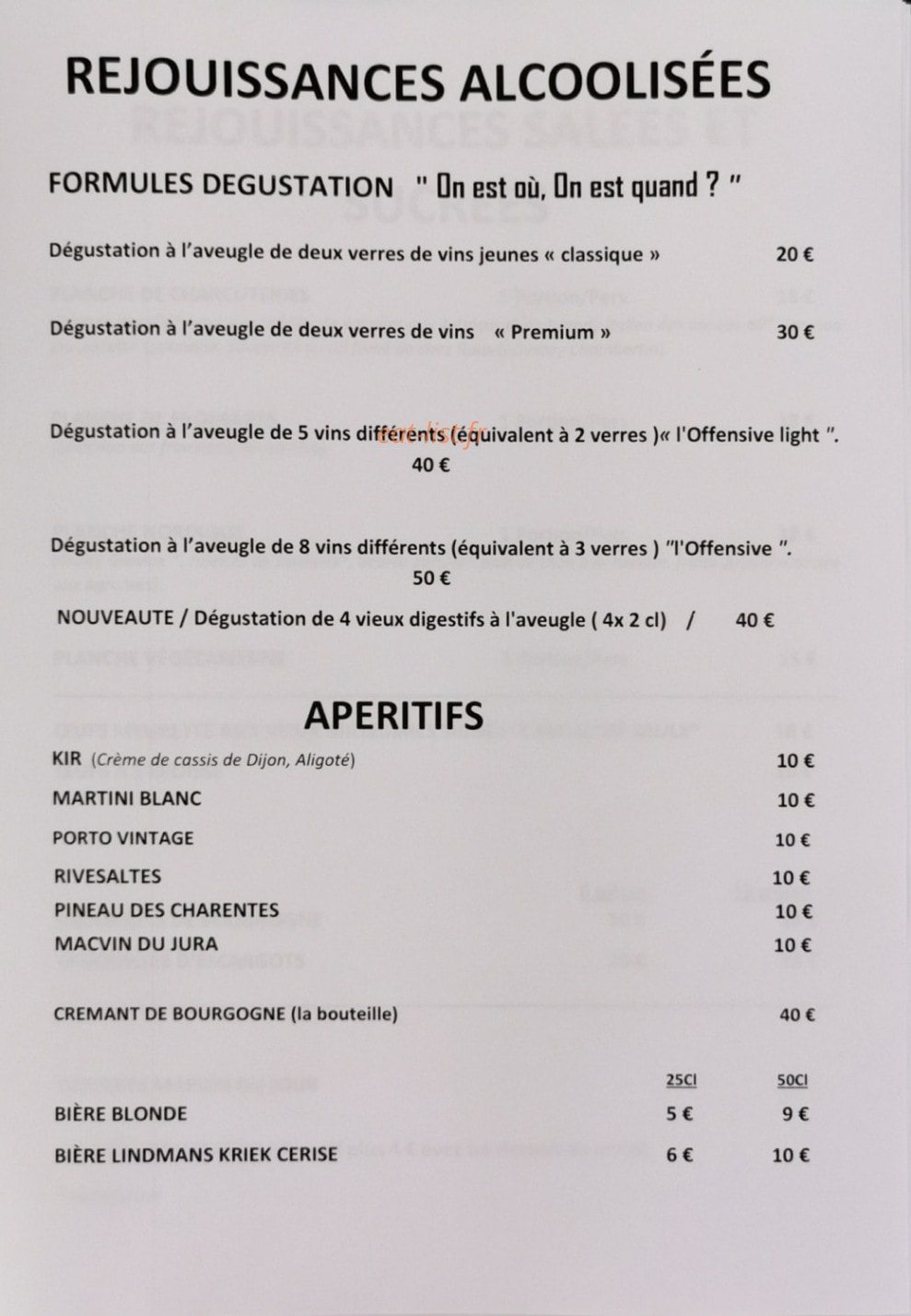 Le Caveau de Saulx — carte page 1