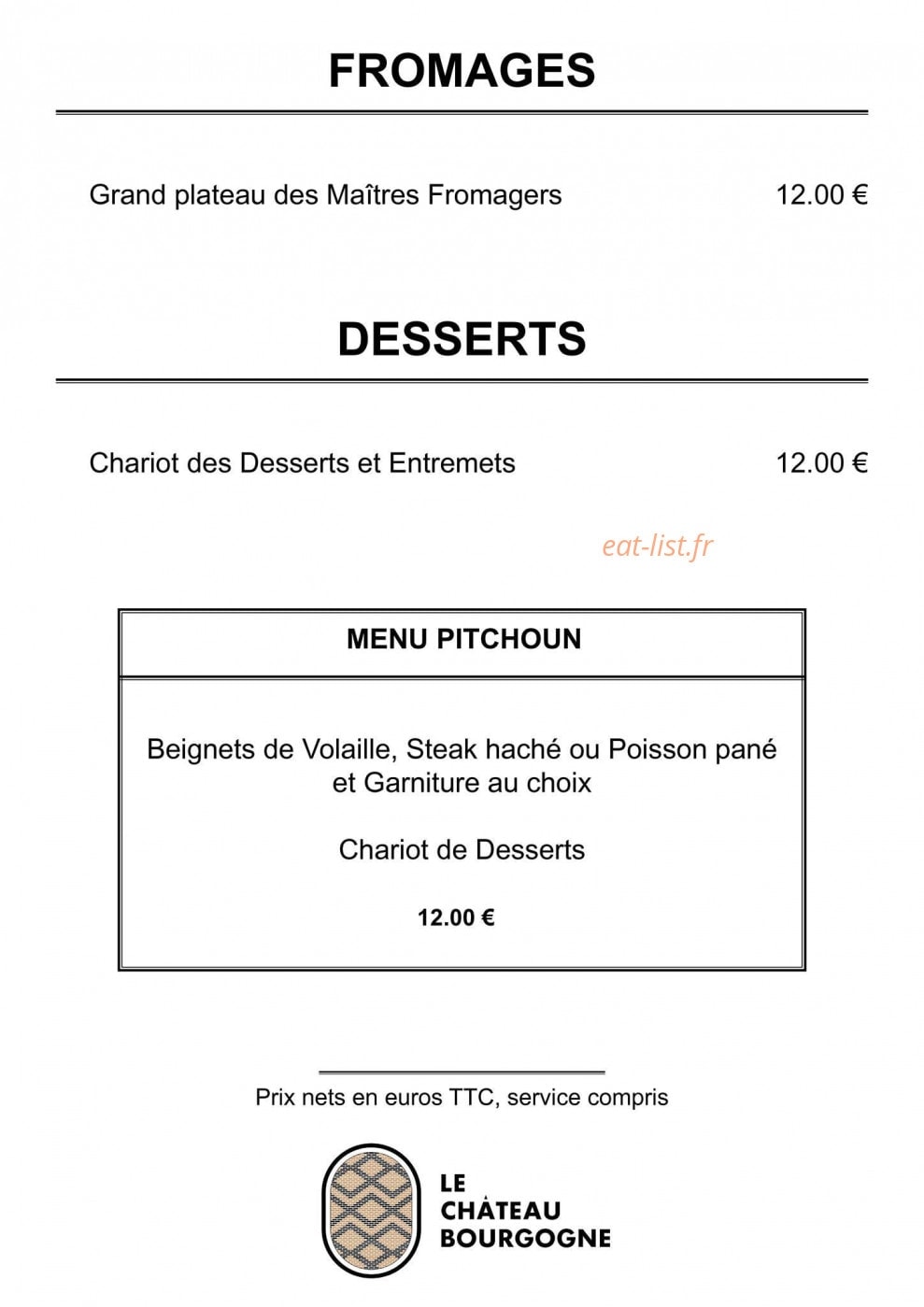 Le Chateau Bourgogne — carte page 4