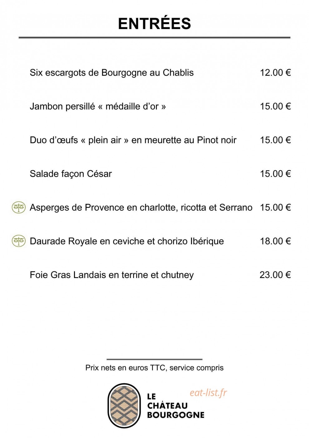 Le Chateau Bourgogne — carte page 2