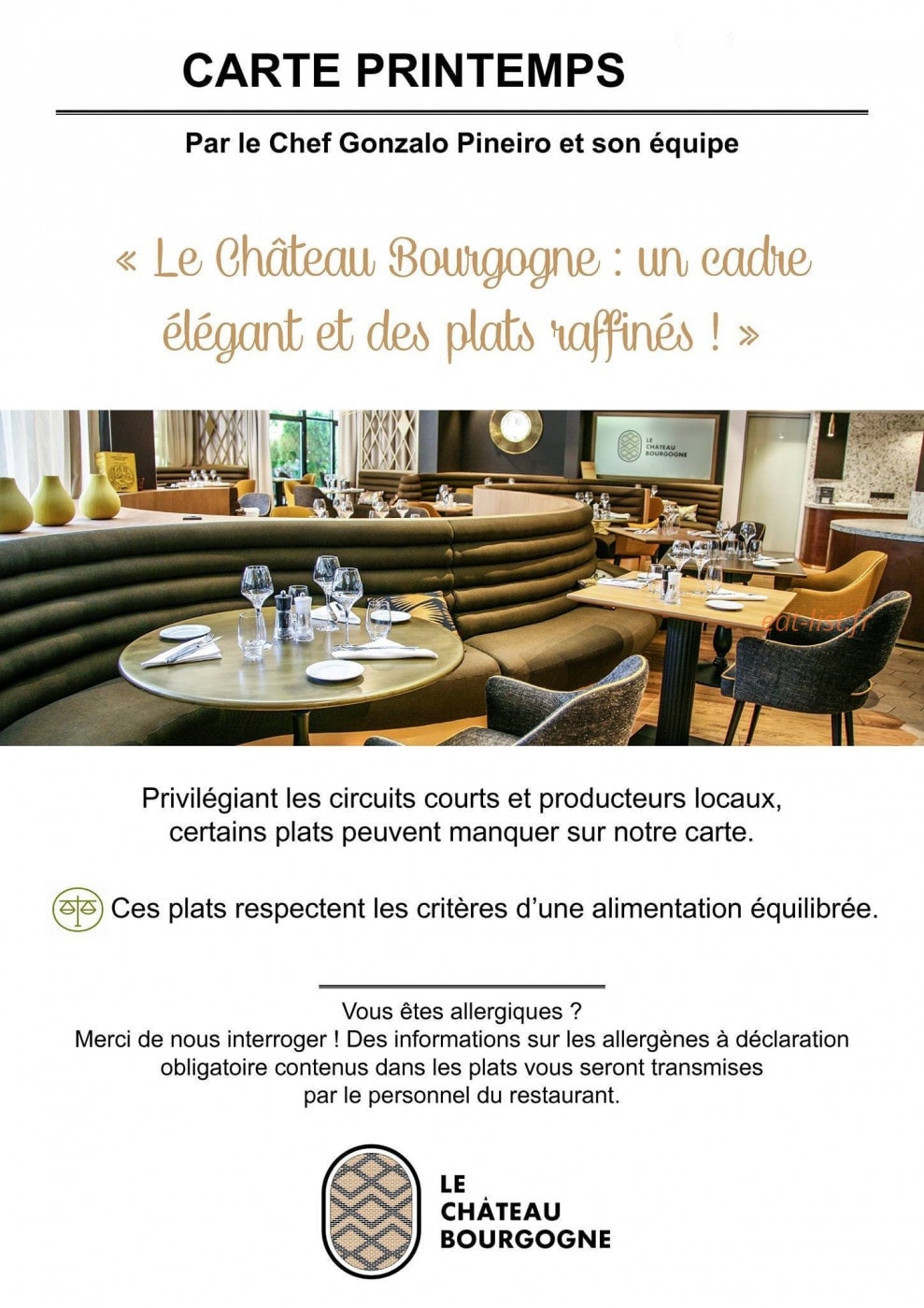 Le Chateau Bourgogne — carte page 1