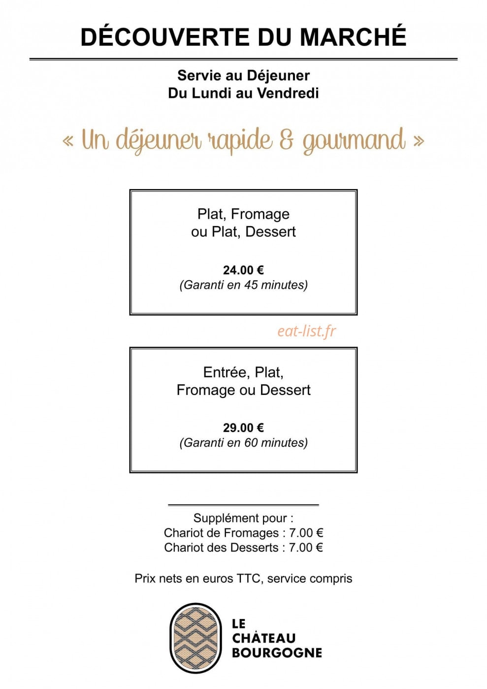 Le Chateau Bourgogne — carte page 7