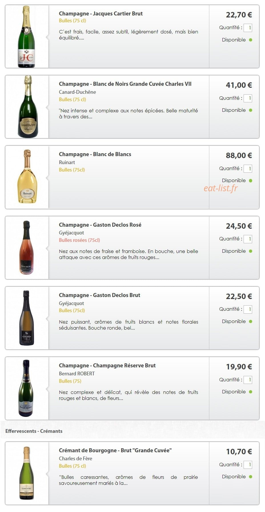 Le Goût du Vin — carte page 6