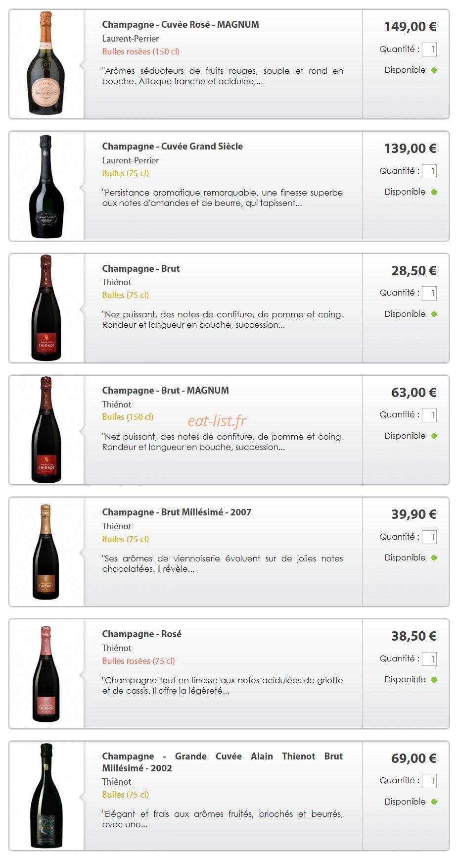 Le Goût du Vin — carte page 5