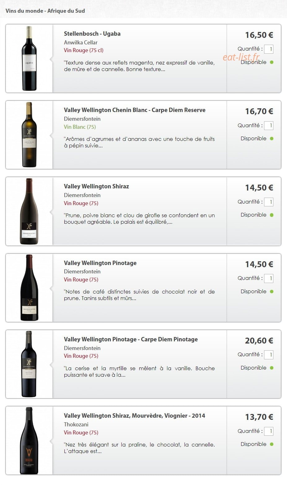 Le Goût du Vin — carte page 3