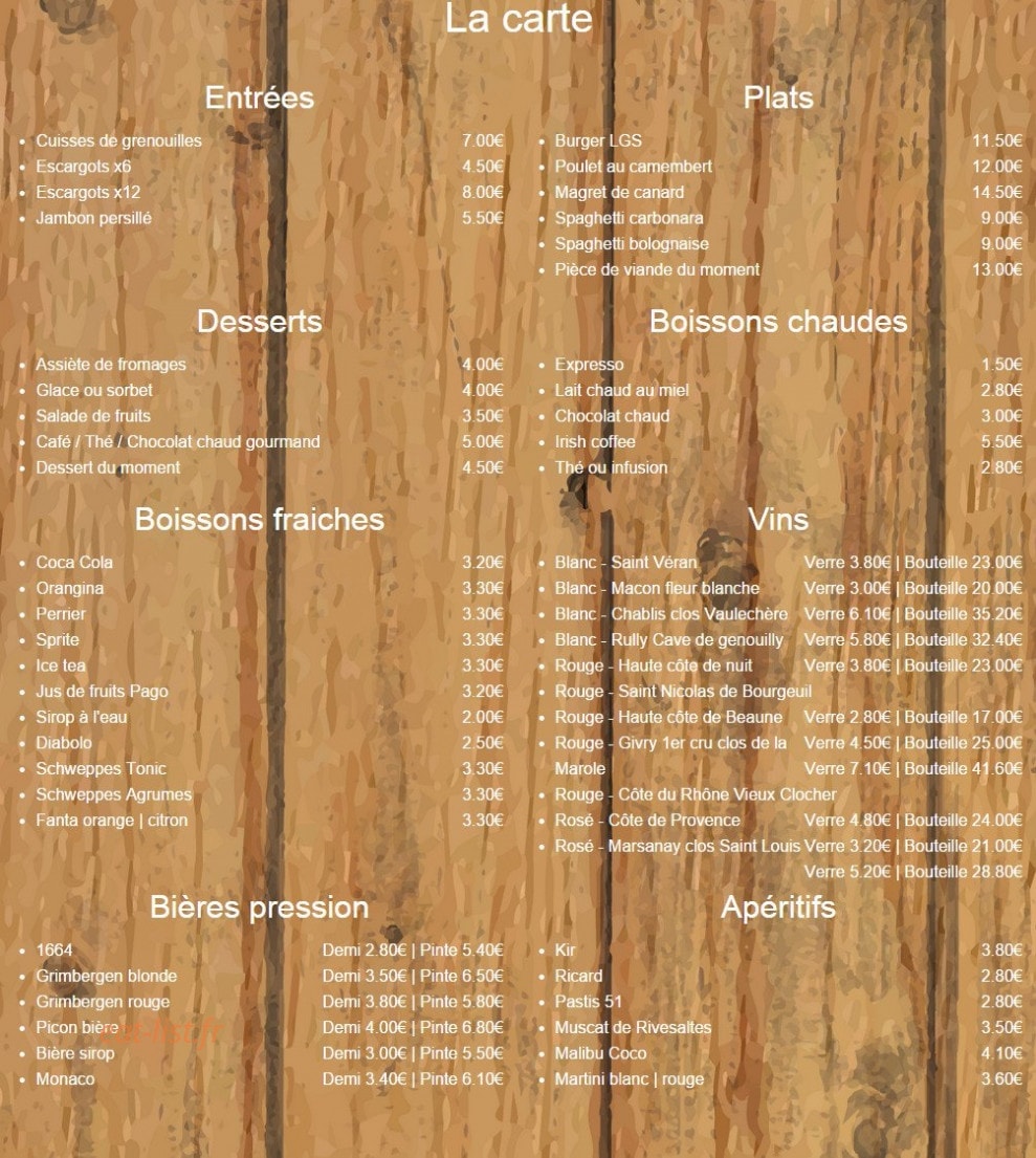 Le Grain de Sel — carte page 1