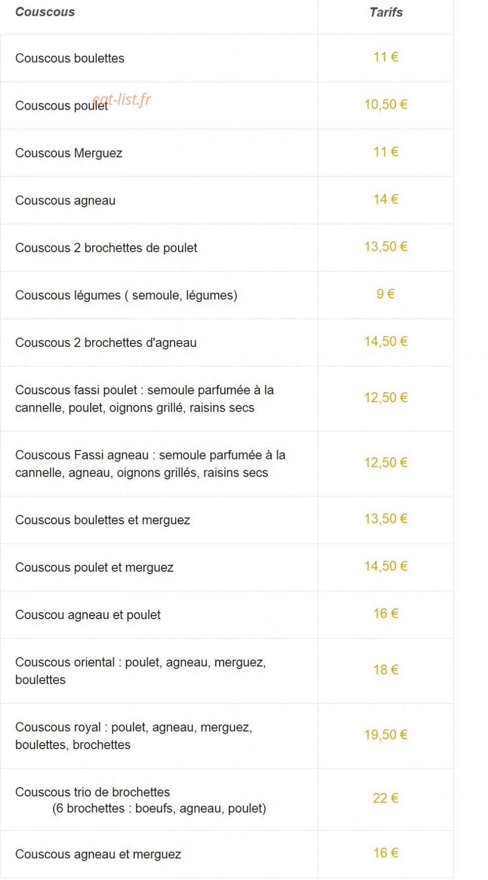Le Marrakech — carte page 3