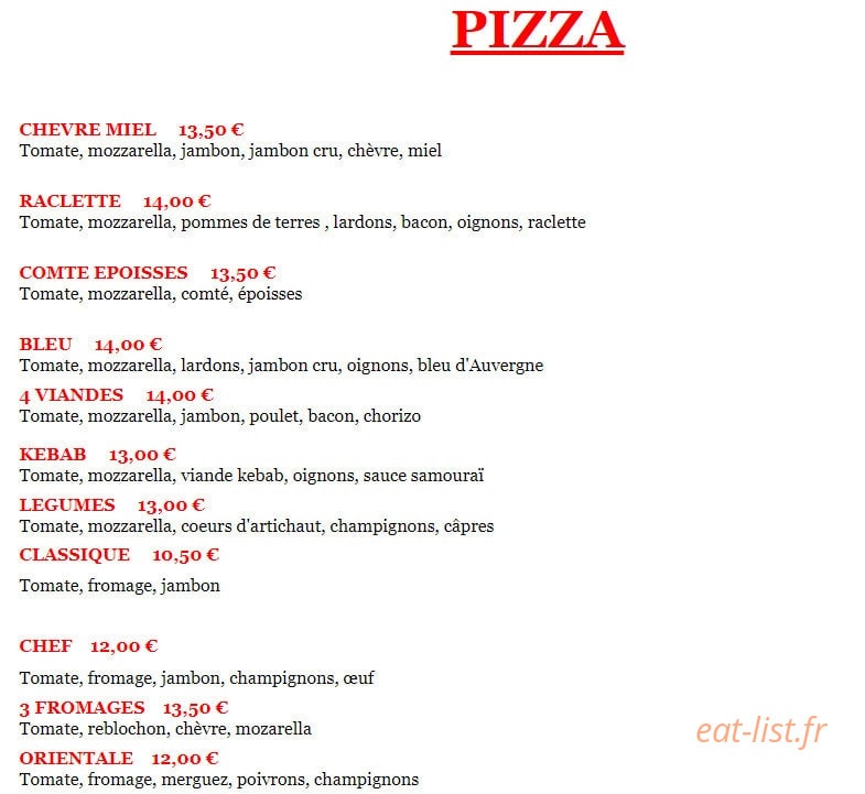 Le Pizzaiologue — carte page 1