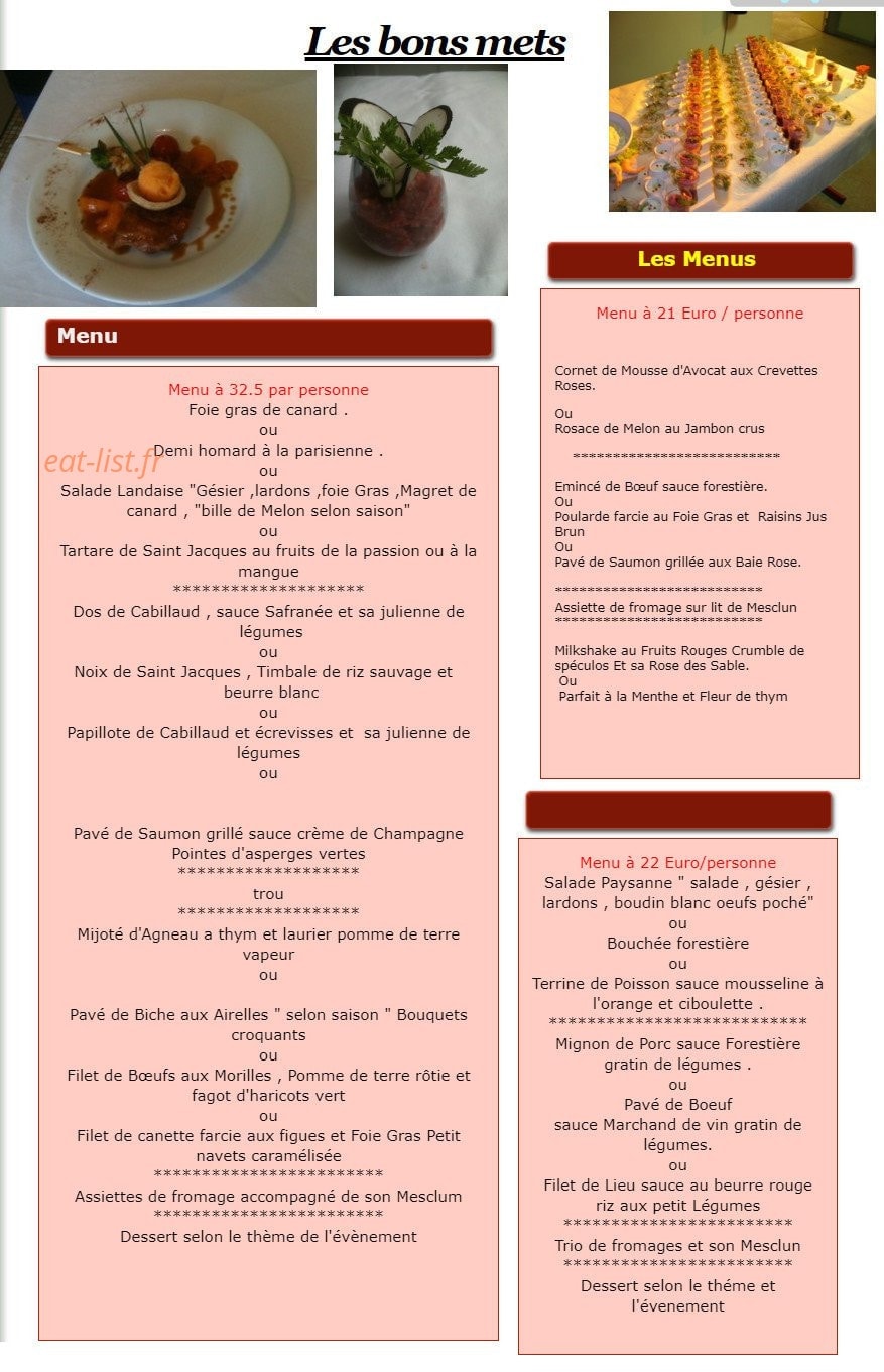 Les Bons Mets — carte page 1