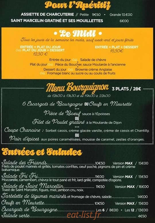 Les Friands disent — carte page 1
