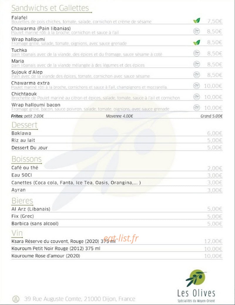 Les Olives — carte page 2