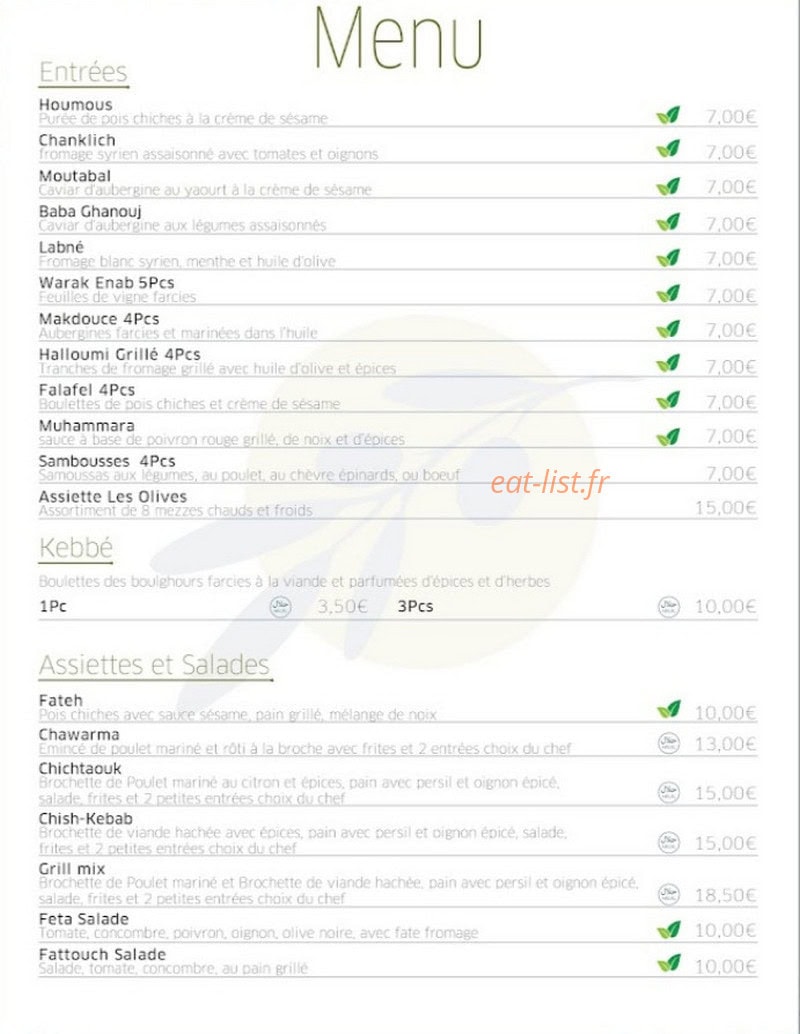 Les Olives — carte page 1