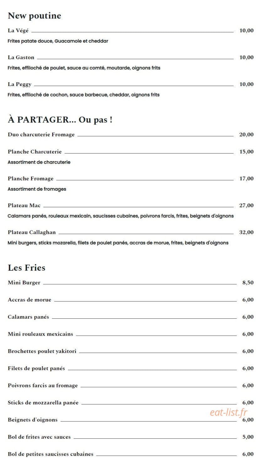 Mac Callaghan — carte page 1