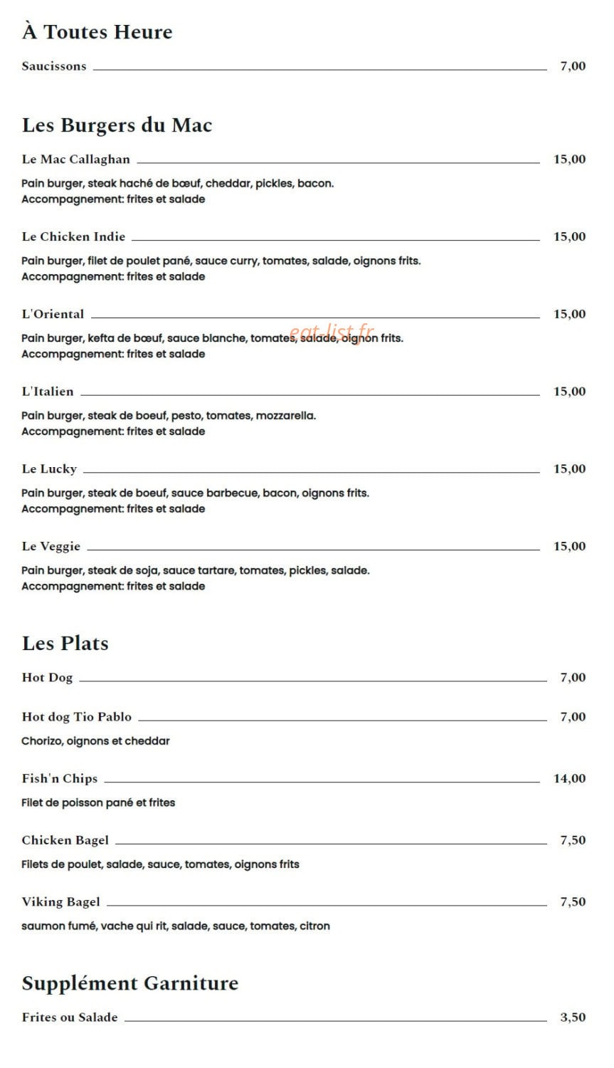 Mac Callaghan — carte page 2