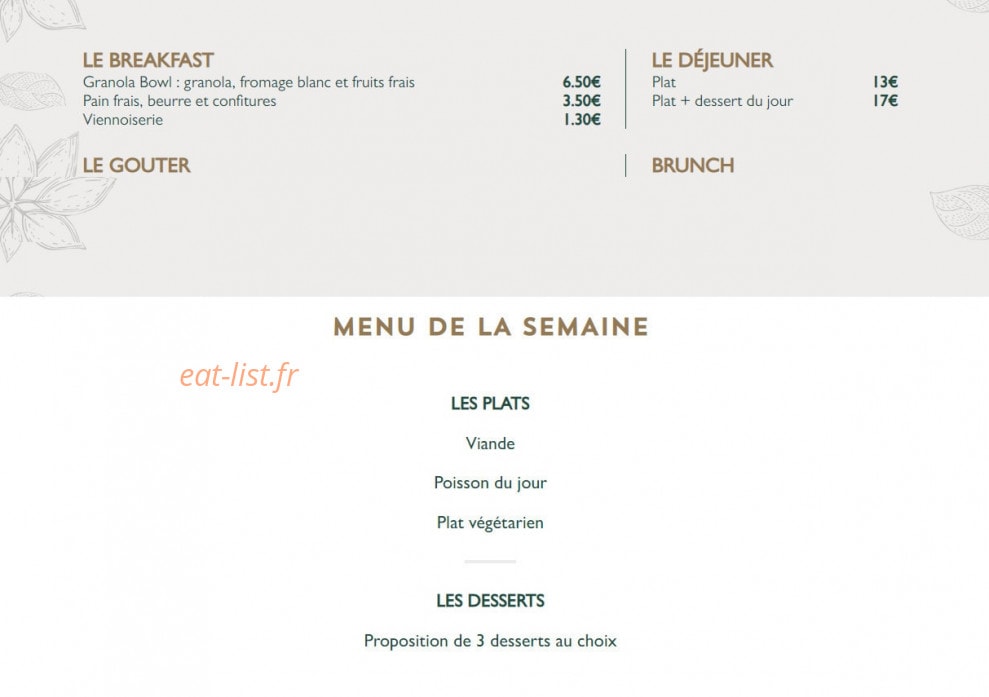 Madeleine Café — carte page 1