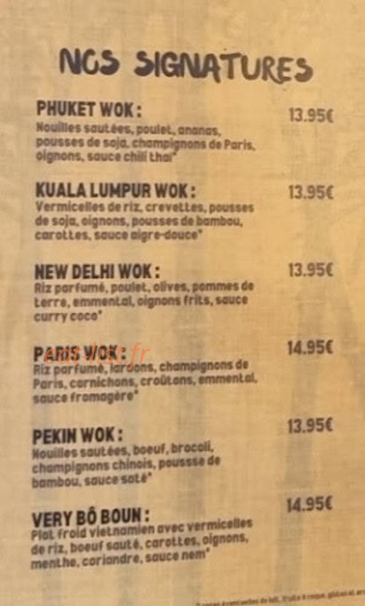 Mille Wok — carte page 2