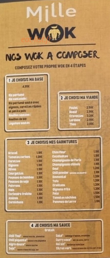 Mille Wok — carte page 3