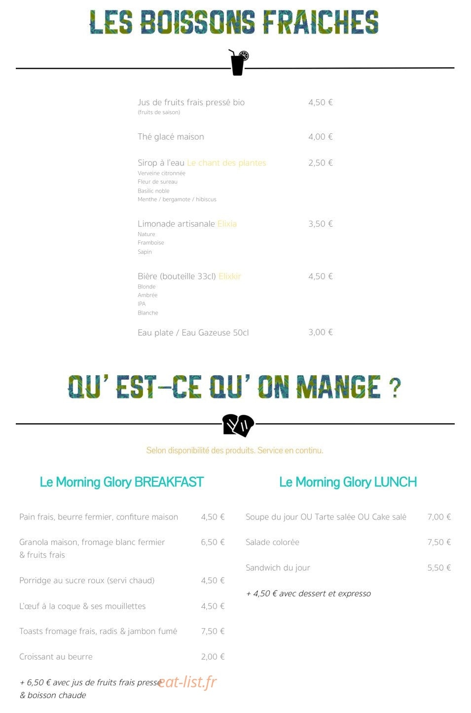 Morning Glory — carte page 2