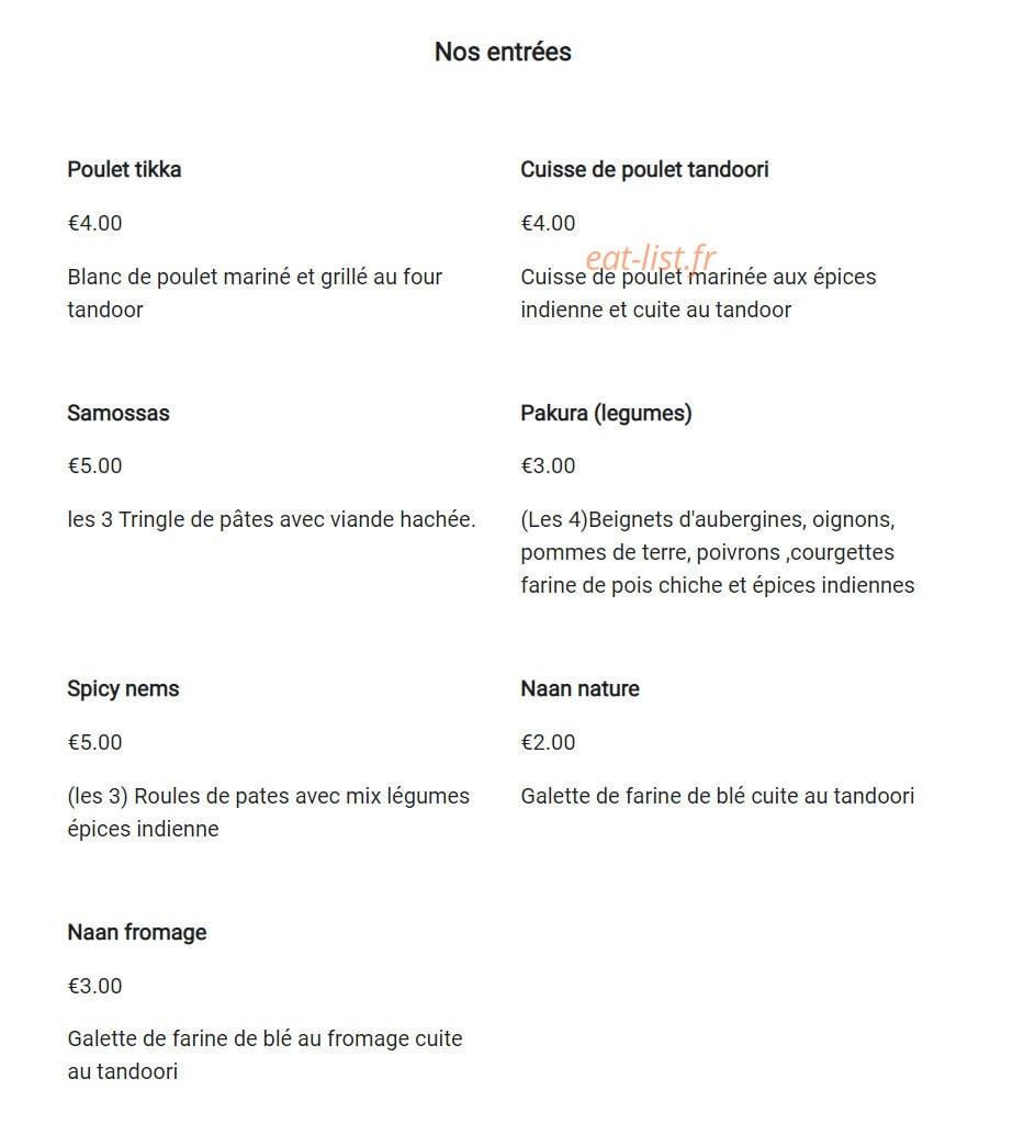 My Spicy Hut — carte page 1