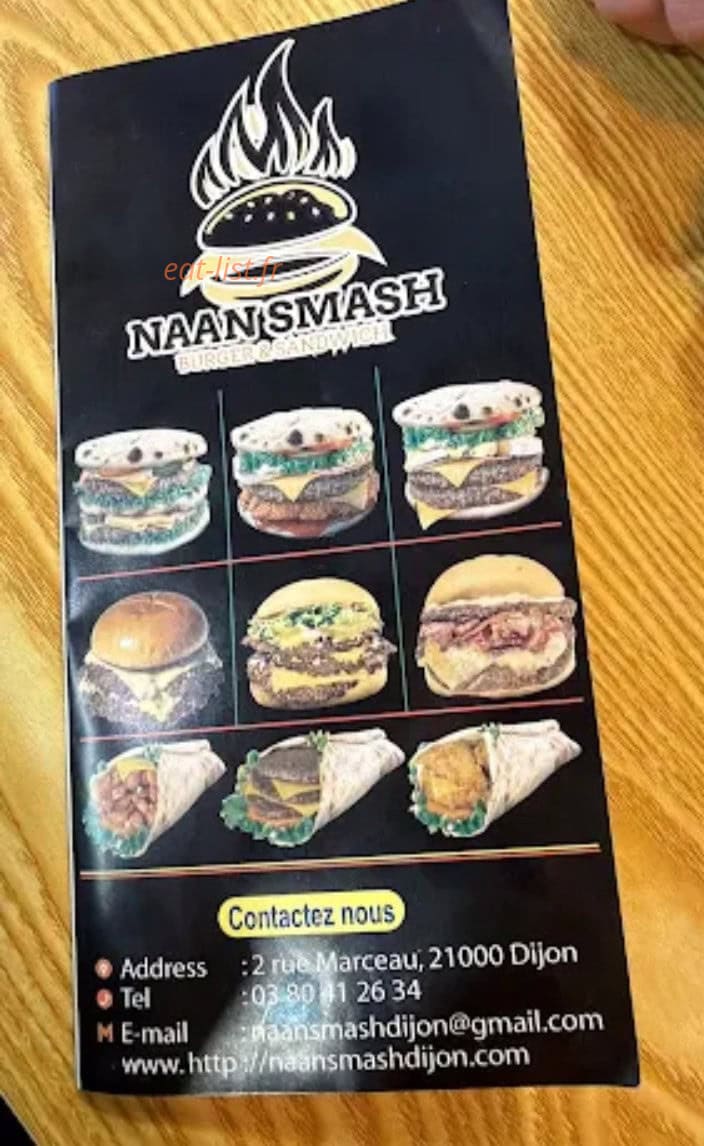 Naan smash — carte page 1