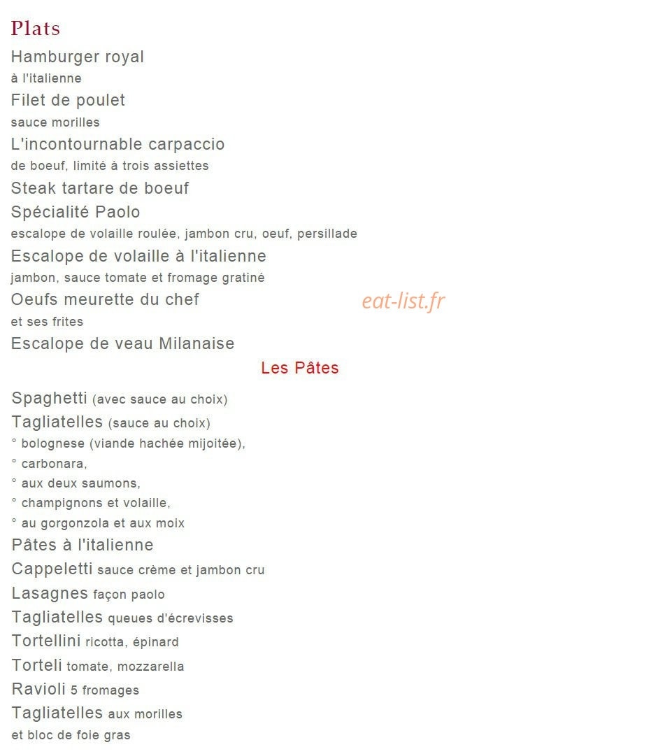 Pizza Paolo — carte page 4