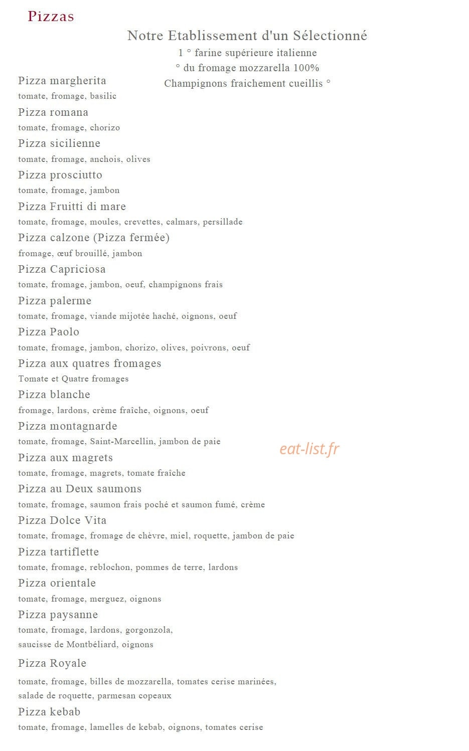 Pizza Paolo — carte page 2