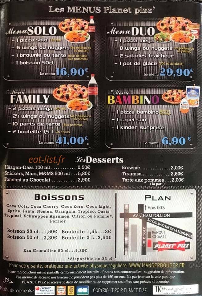 Planet’Pizz — carte page 4