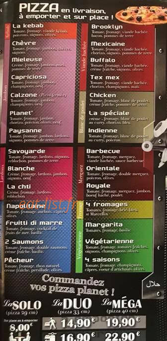 Planet’Pizz — carte page 3