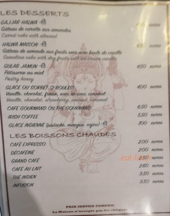 Restaurant Jaipur — carte page 2