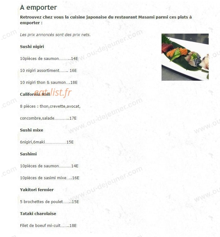 Restaurant Masami — carte page 3