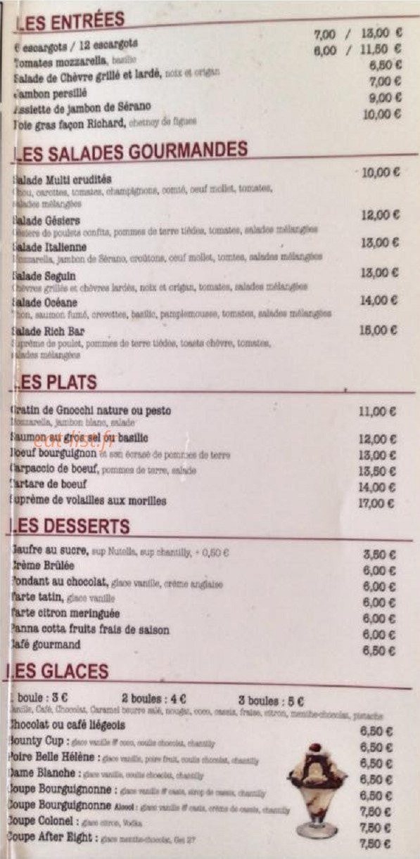 Rich' Bar — carte page 2