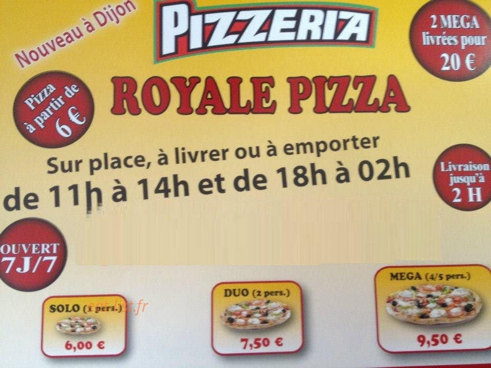 Royale pizza — carte page 1