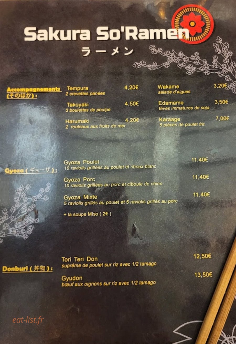 Sakura So’ Ramen — carte page 2
