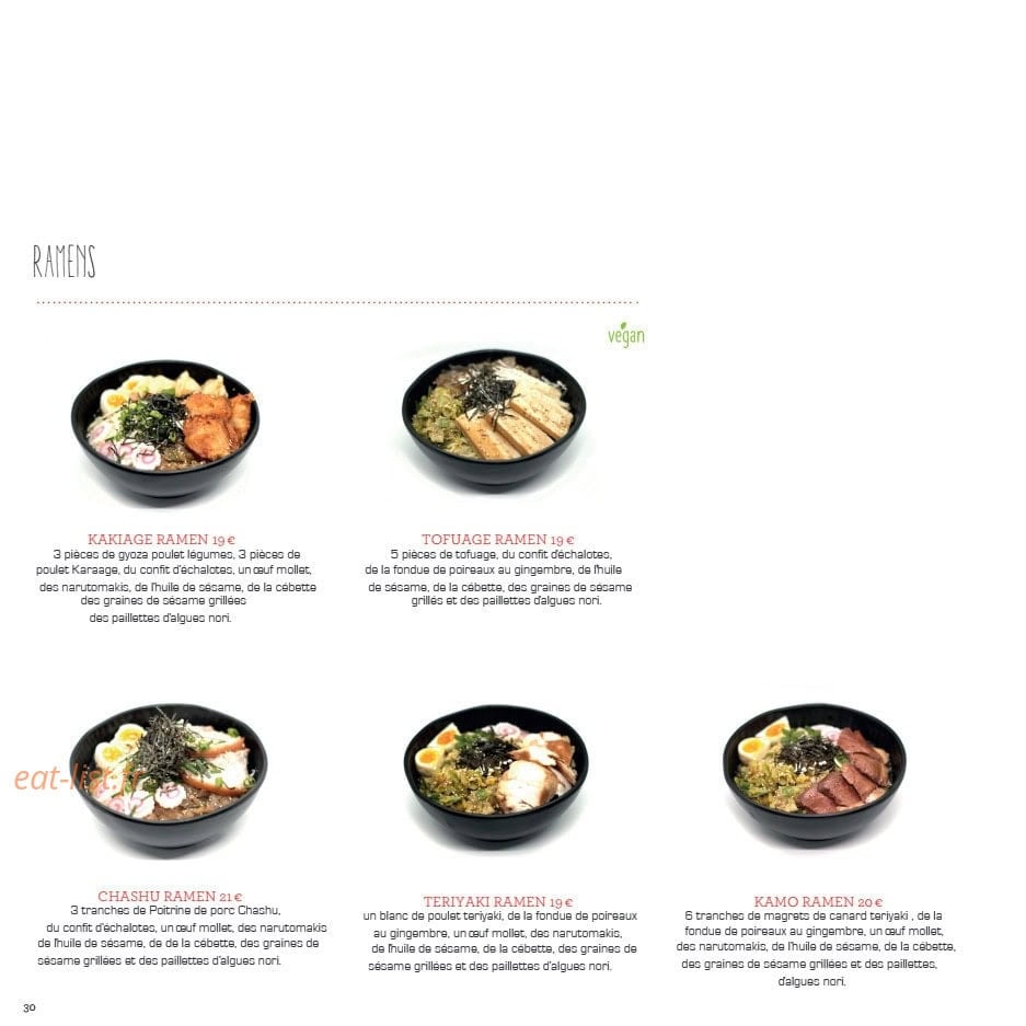 Samouraï Sushis — carte page 32