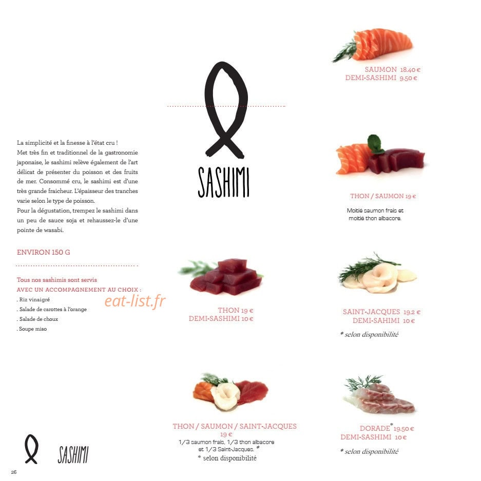 Samouraï Sushis — carte page 26