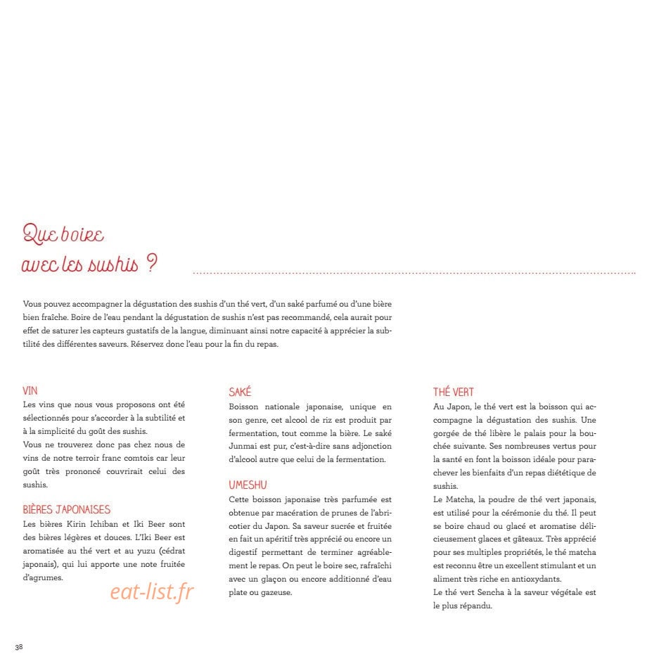 Samouraï Sushis — carte page 39