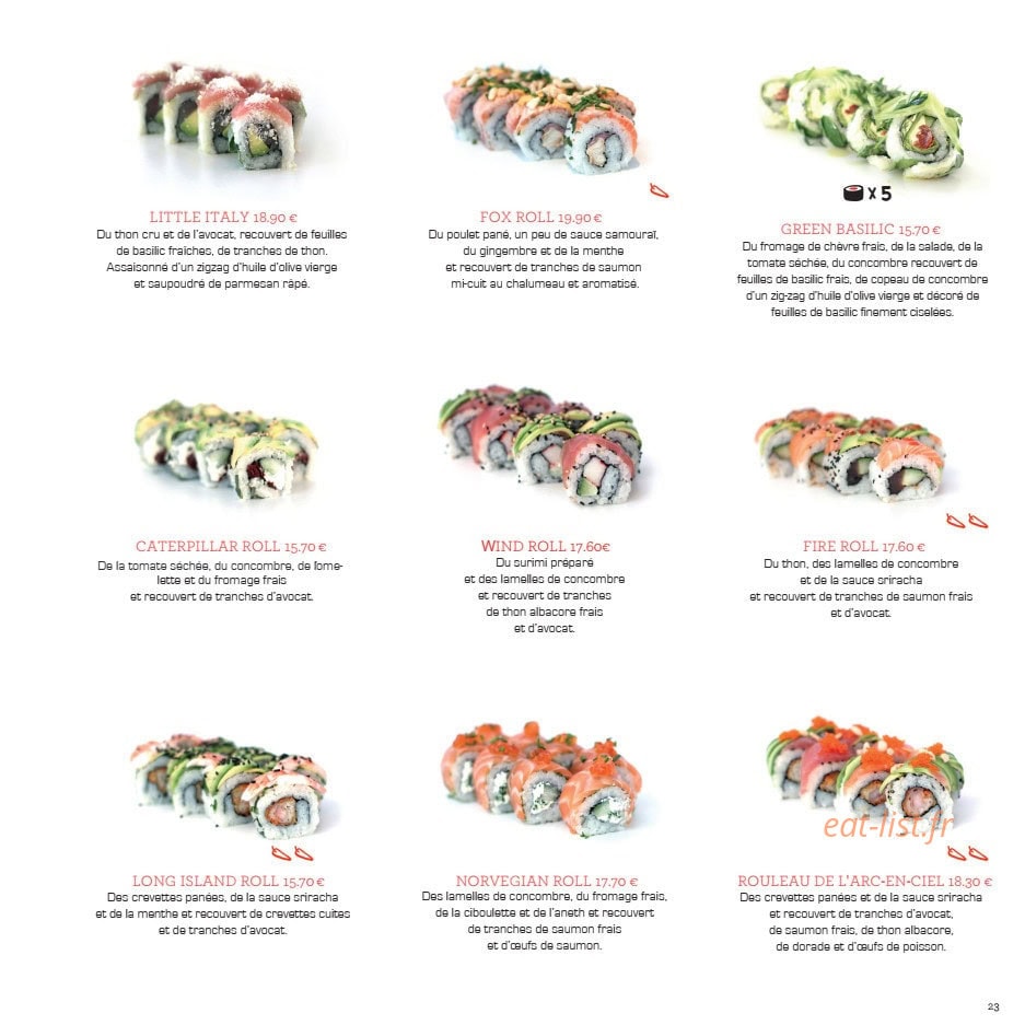 Samouraï Sushis — carte page 24