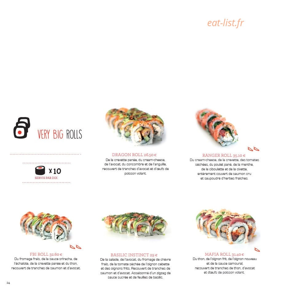 Samouraï Sushis — carte page 27