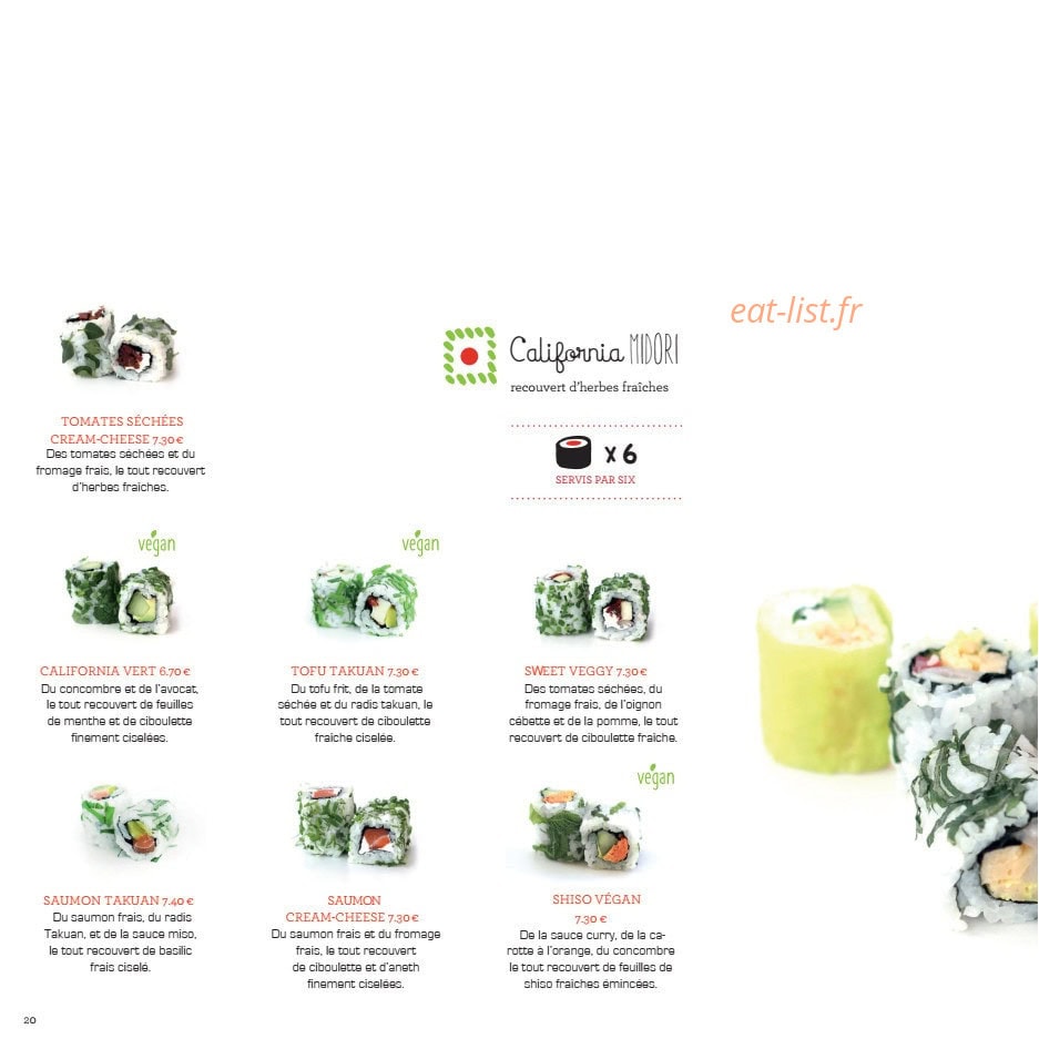 Samouraï Sushis — carte page 21