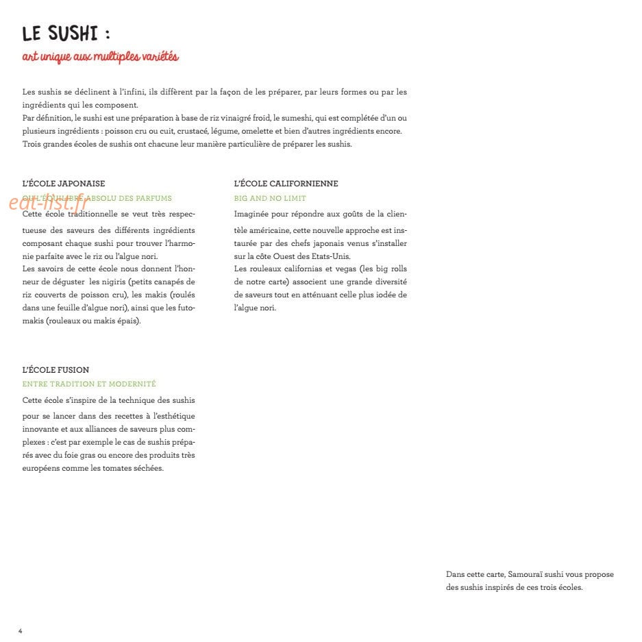 Samouraï Sushis — carte page 5