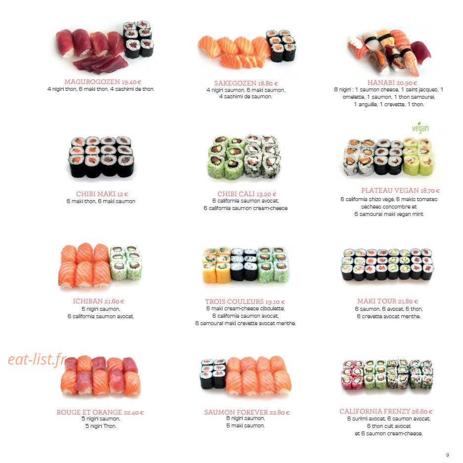 Samouraï Sushis — carte page 10