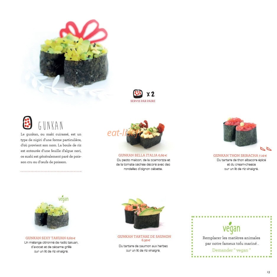 Samouraï Sushis — carte page 14