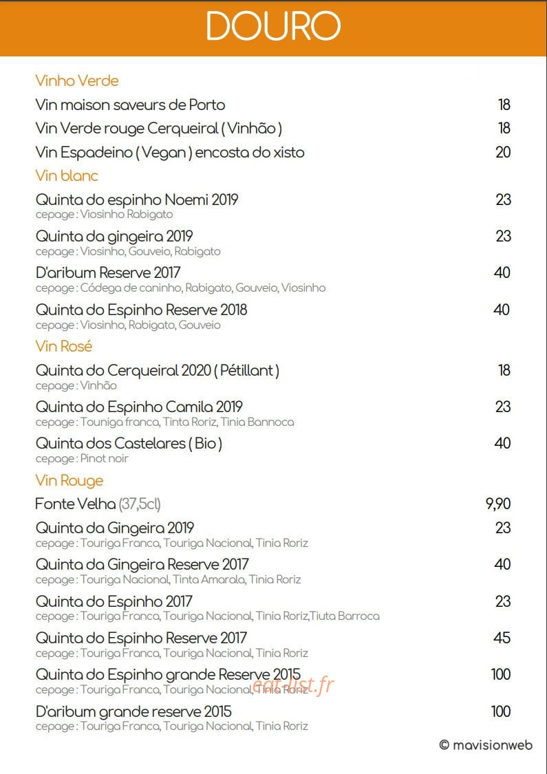 Saveurs de Porto — carte page 8