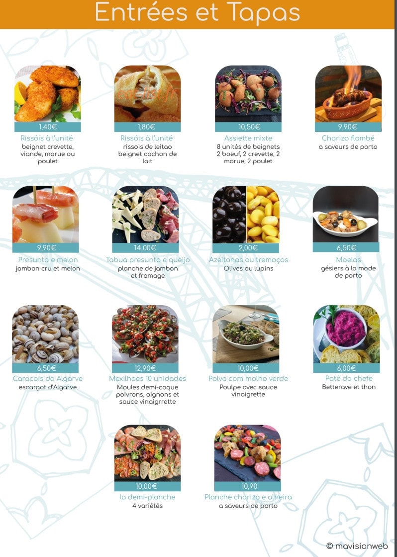 Saveurs de Porto — carte page 1
