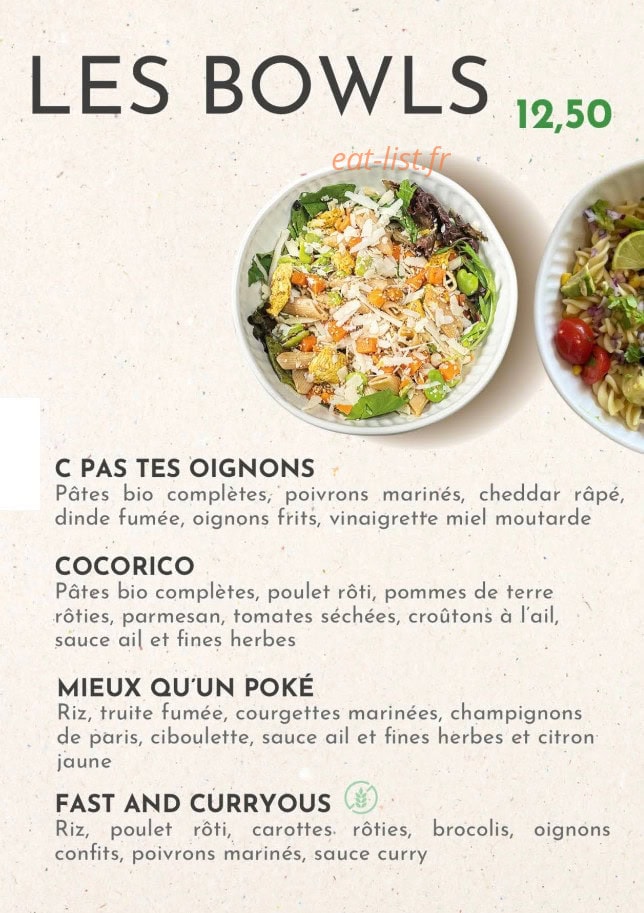 So Lunch — carte page 1